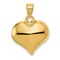 14K Gold Puffed Heart Charm Polished Love Pendant Jewerly 24mm x 18mm